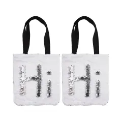 Craft Express 2 Pack Sequin Double-Layer Tote Bags &ndash; White & Silver Sublimation Blanksblimation