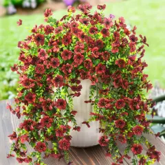 Vibrant Faux Daisy Hanging Plants - 2PCS Fall D&eacute;cor Brown