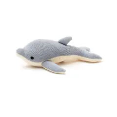 100% Handmade Cotton knitted Soft Dolphin Plush Toy baby blue