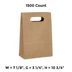 Premium Die Cut Handle Paper Bags Compact 7 1/8" x 3 1/4" x 10 3/4"