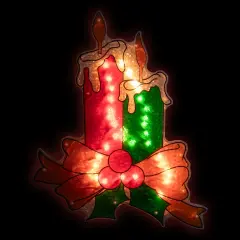 Northlight Lighted Holographic Candle Christmas Window Silhouette Decoration - 17" Red