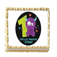 1/4 Sheet Little Monster 1st First Birthday Edible Cake Topper