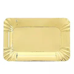 10 Gold 6" Rectangular Mini Paper Serving Trays Scalloped Design Party Supplies