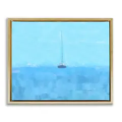 Stupell Industries Lonely Boat Blue Ocean Floating Frame By Jeff Pica