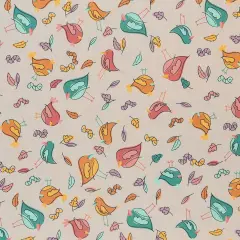 Mook Fabrics Little Birds Printed PUL Fabric [60 in. Wide] - By The Yard Beige