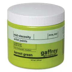 Gaffrey Art Material Standard Body Acrylic Paint - Kermit Green, 473 ml jar