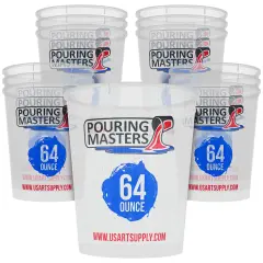 64 Ounce (2000ml) Graduated Plastic Mixing Cups (Box of 12) - Paint Mixing Cups for Epoxy Resin, Art, Kitchen, Baking - Measurements in OZ and ML, 4 Different Measuring Ratios 1:1
