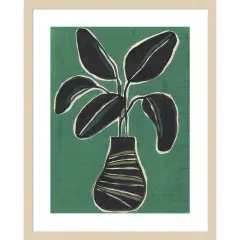 Jade Potted Palm I by June Erica Vess Wood Framed Wall Art Print