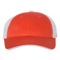 Valucap&reg; Sandwich Trucker Cap Stylish Comfortable Fit Orange/ White
