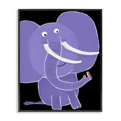 Stupell Industries Elephant & Bird on Black Framed Giclee Design by Carla Daly