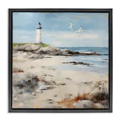 Stupell Industries Lighthouse On Rocky Shore Floating Frame, design by LSR Creative Studio