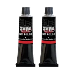 SoHo Urban Artist Oil Paint - 2 Pack, Cadmium Red Medium Hue 2 Pack - 170 ml Tube - Best Valued Oil Colors for Painting with Excellent Pigment Load