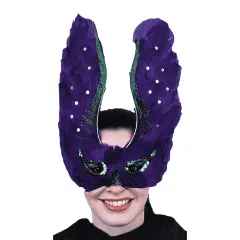 Mardi Gras Feather Mask Purple with Sequin