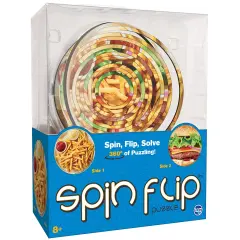 Spin Flip Puzzle: Burger & Fries- 14 Rings - 2-In-1: Double-Sided Puzzle, Spin-Flip-Solve, 360 Degress Of Puzzling, Fidget Toy, Adults & Kids 8+