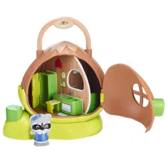 Timber Tots: The Hazelnut House - Portal Mini Home w/ Raccoon Animal Figurine, Interactive Spinning Rooms, Nature Toy Playset, Kids & Toddlers 18Mo+