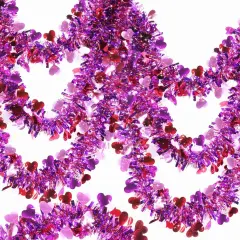 TURNMEON 33 Feet Valentines Day Decorations Heart Tinsel Garland, Red Pink Purple Metallic Garland Valentines Day Garland Decorations for Tree Home Indoor Outdoor Wedding Hanging Galentine's Day Decor