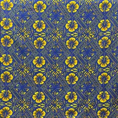 1 Yard Traditional Tapa Hibiscus Fabric 100% Cotton, 36" L x 45" W Royal Blue & Go