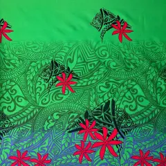 1 Yard Tiare Traditional Tattoo Gradient Cotton Fabric 44/45 Inches Width Green