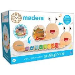 Madera Wood: Snailyphone - Snail-Designed 8-Key Xylophone, 2 Matching Mallets, Wooden Musical Instrament, Interactive Toy, Kids-Toddlers Ages 3+