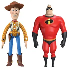 FleXfigs: Pixar Woody & Mr. Incredible- 2 Character Pack - Articulated Action Figures, Flex It - Pose It!, Collectible Toy Miniatures, Kids Ages 3+
