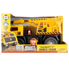 Mighty Wheels: 16" Mighty Mobile Crane - Sounds Construction Toy Vehicle, Realistic Boom, Hook & Transport, Durable Indoor-Outdoor Play, Kids Ages 3+