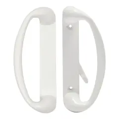 Sliding Glass Patio Door Handle Replacement Set, White Diecast, Mortise Style, Non-Keyed (Fits 3-15/16 Inch Hole Spacing)