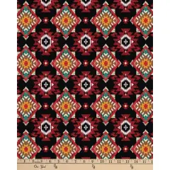 Native Southwest Black Digital Cotton Print Fabric | By the Yard | Sewing and Crafting | 44 inches wide