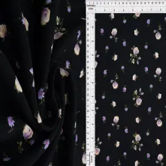 Ditsy Floral Cey Woven Fabric 100% Polyester, 58/59" Wide for Apparel & Decor BLACK