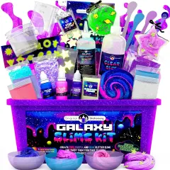 Original Stationery Galaxy Slime Kit, Slime Maker Set with Glow in The Dark Stickers, Dark Powder to Make Glitter & Galactic Slimes, Fun Slime Kit for Girls and Birthday Gifts for Girl, Ages 7-14