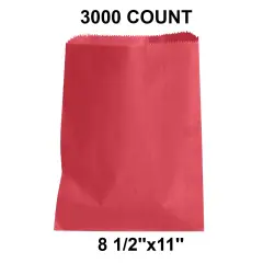 Vibrant Colored Paper Bags Compact 8 1/2" x 11" Red