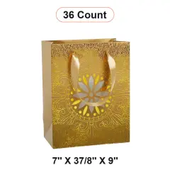 10 1/4'' x 4 3/4'' x 12 5/8'' Medallion Euro Totes for Stylish Gift Bags Gold