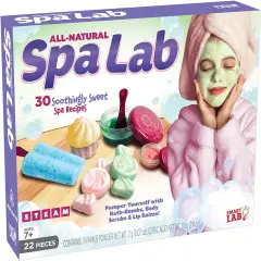 SmartLab Toys All Natural Spa Lab - 22Piece - 30 Soothing Spa Recipes - Includes 4 Bath Bomb Molds & 2 Lip Balm Pots