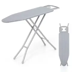 Full Size Ironing Board with Iron Rest and 7-Level Height Grey