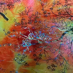 1 Yard Tie Dye Stretch Velvet Early Spring Foil Fabric 60 Inches Width Orange