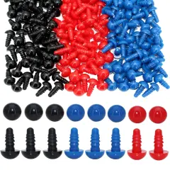 600Pcs 10mm Plastic Safety Eyes Craft Eyes and Washers (Red+Blue+Black)
