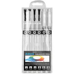 Molotow Aqua Ink Squeeze Pen 6-Pen Set, 1mm, 2mm, 3mm, 4mm, 7mm, 10mm Tips, 1 Set