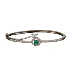 Cz Delicate Kada with Black Rose Plating Adjustable Bracelet Bangle Attract Bracelet Indian Jewelry for Women Designer Inspired Vintage Jewelry Everyday Jewelry Gift for Her Green