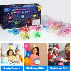24pack LED Light Up Fidget Spinner Bracelets, Glow in The Dark Party Favors for Kids 4-8 8-12, Treasure Box Toys for Classroom, Birthday Gifts, Goodie Bags Easter Basket Stuffers