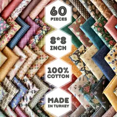 60pcs Cotton Precut Fabric Squares 8x8in (20x20cm)