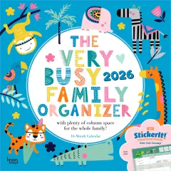 The Very Busy Family Organizer | 2026 12 x 24 Inch (Hanging) Monthly Square Wall Calendar | Matte Paper and Sticker Sheet | Plastic-Free