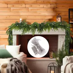 9.8FT Pine Cypress Vines Lighted Cedar Christmas Garland for Mantle