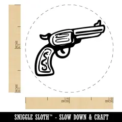 Cowboy Western Gun Revolver Handgun Self-Inking Rubber Stamp Crafting Planners Blue