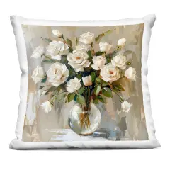 Stupell Industries White Roses In Vase Indoor Pillow, 18 x 7 x 18
