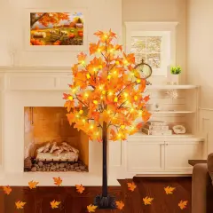 4 Ft Fall Decor Artificial Lighted Maple Tree