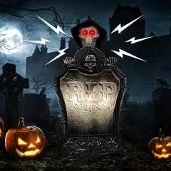 Animated Halloween Tombstone Decoration, Lighted Gravestone