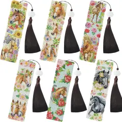 6 PCS Flower Horse Diamond Art Bookmark Set DIY