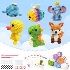 6 Pack Animal Family Crochet Kit for Beginners
