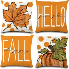 4pcs Fall Pillow Covers 18 x 18 Inch