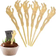 4E's Novelty 72 Pcs Zombie Hand Cupcake Toppers &ndash; 5" Plastic Skeleton Hands for Halloween Cupcakes, Cakes, Cocktails & Party Decor, Spooky Picks for Haunted House, Day of the Dead & Horror Themes