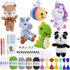 6PCS Animal Crochet Kit for Beginners Kids